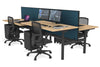 Flexi Premium Height Adjustable 4 Person H-Bench Workstation - Black Frame [1400L x 800W with Cable Scallop] - Thumbnail 27 