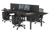 Flexi Premium Height Adjustable 4 Person H-Bench Workstation - Black Frame [1400L x 800W with Cable Scallop] - Thumbnail 58 