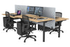 Flexi Premium Height Adjustable 4 Person H-Bench Workstation - Black Frame [1400L x 800W with Cable Scallop] - Thumbnail 66 