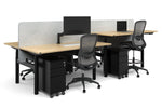Flexi Premium Height Adjustable 4 Person H-Bench Workstation - Black Frame [1400L x 700W]