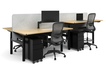  - Flexi Premium Height Adjustable 4 Person H-Bench Workstation - Black Frame [1200L x 700W] - 1