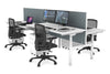 Flexi Premium Height Adjustable 4 Person H-Bench Workstation - White Frame [1200L x 700W] - Thumbnail 21 