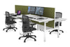 Flexi Premium Height Adjustable 4 Person H-Bench Workstation - White Frame [1400L x 700W] - Thumbnail 11 