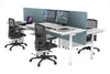 Flexi Premium Height Adjustable 4 Person H-Bench Workstation - White Frame [1400L x 700W] - Thumbnail 67 