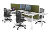 Flexi Premium Height Adjustable 4 Person H-Bench Workstation - White Frame [1400L x 700W] - Thumbnail 12 