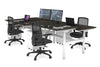 Flexi Premium Height Adjustable 4 Person H-Bench Workstation - White Frame [1400L x 700W] - Thumbnail 44 