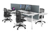 Flexi Premium Height Adjustable 4 Person H-Bench Workstation - White Frame [1400L x 700W] - Thumbnail 15 