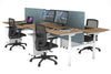 Flexi Premium Height Adjustable 4 Person H-Bench Workstation - White Frame [1400L x 700W] - Thumbnail 61 
