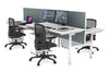 Flexi Premium Height Adjustable 4 Person H-Bench Workstation - White Frame [1400L x 700W] - Thumbnail 14 