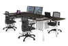 Flexi Premium Height Adjustable 4 Person H-Bench Workstation - White Frame [1400L x 700W] - Thumbnail 43 