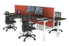 Flexi Premium Height Adjustable 4 Person H-Bench Workstation - White Frame [1400L x 700W] - Thumbnail 45 