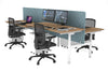 Flexi Premium Height Adjustable 4 Person H-Bench Workstation - White Frame [1400L x 700W] - Thumbnail 79 