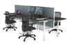 Flexi Premium Height Adjustable 4 Person H-Bench Workstation - White Frame [1400L x 700W] - Thumbnail 54 