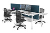 Flexi Premium Height Adjustable 4 Person H-Bench Workstation - White Frame [1400L x 700W] - Thumbnail 13 