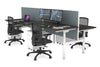 Flexi Premium Height Adjustable 4 Person H-Bench Workstation - White Frame [1400L x 700W] - Thumbnail 53 