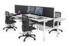 Flexi Premium Height Adjustable 4 Person H-Bench Workstation - White Frame [1400L x 700W] - Thumbnail 57 