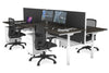 Flexi Premium Height Adjustable 4 Person H-Bench Workstation - White Frame [1400L x 800W with Cable Scallop] - Thumbnail 60 