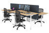 Flexi Premium Height Adjustable 4 Person H-Bench Workstation - White Frame [1400L x 800W with Cable Scallop] - Thumbnail 69 