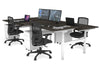 Flexi Premium Height Adjustable 4 Person H-Bench Workstation - White Frame [1400L x 800W with Cable Scallop] - Thumbnail 47 