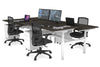 Flexi Premium Height Adjustable 4 Person H-Bench Workstation - White Frame [1400L x 800W with Cable Scallop] - Thumbnail 48 