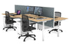 Flexi Premium Height Adjustable 4 Person H-Bench Workstation - White Frame [1400L x 800W with Cable Scallop] - Thumbnail 29 