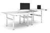Flexi Premium Height Adjustable 4 Person H-Bench Workstation - White Frame [1400L x 800W with Cable Scallop] - Thumbnail 4 