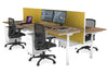 Flexi Premium Height Adjustable 4 Person H-Bench Workstation - White Frame [1400L x 800W with Cable Scallop] - Thumbnail 38 