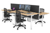 Flexi Premium Height Adjustable 4 Person H-Bench Workstation - White Frame [1400L x 800W with Cable Scallop] - Thumbnail 32 
