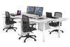 Flexi Premium Height Adjustable 4 Person H-Bench Workstation - White Frame [1400L x 800W with Cable Scallop] - Thumbnail 1 