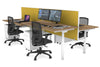 Flexi Premium Height Adjustable 4 Person H-Bench Workstation - White Frame [1400L x 800W with Cable Scallop] - Thumbnail 37 