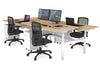 Flexi Premium Height Adjustable 4 Person H-Bench Workstation - White Frame [1400L x 800W with Cable Scallop] - Thumbnail 20 