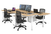 Flexi Premium Height Adjustable 4 Person H-Bench Workstation - White Frame [1400L x 800W with Cable Scallop] - Thumbnail 19 