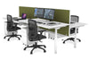Flexi Premium Height Adjustable 4 Person H-Bench Workstation - White Frame [1400L x 800W with Cable Scallop] - Thumbnail 12 
