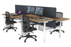 Flexi Premium Height Adjustable 4 Person H-Bench Workstation - White Frame [1400L x 800W with Cable Scallop] - Thumbnail 76 
