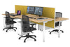 Flexi Premium Height Adjustable 4 Person H-Bench Workstation - White Frame [1400L x 800W with Cable Scallop] - Thumbnail 23 