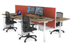 Flexi Premium Height Adjustable 4 Person H-Bench Workstation - White Frame [1400L x 800W with Cable Scallop] - Thumbnail 36 
