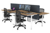Flexi Premium Height Adjustable 4 Person H-Bench Workstation - White Frame [1400L x 800W with Cable Scallop] - Thumbnail 75 