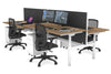 Flexi Premium Height Adjustable 4 Person H-Bench Workstation - White Frame [1400L x 800W with Cable Scallop] - Thumbnail 46 