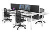 Flexi Premium Height Adjustable 4 Person H-Bench Workstation - White Frame [1400L x 800W with Cable Scallop] - Thumbnail 18 