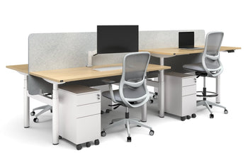  - Flexi Premium Height Adjustable 4 Person H-Bench Workstation - White Frame [1400L x 700W] - 1