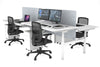 Flexi Premium Height Adjustable 4 Person H-Bench Workstation - White Frame [1800L x 800W with Cable Scallop] - Thumbnail 6 