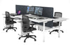 Flexi Premium Height Adjustable 4 Person H-Bench Workstation - White Frame [1800L x 800W with Cable Scallop] - Thumbnail 9 