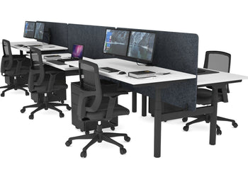 Flexi Premium Height Adjustable 6 Person H-Bench Workstation - Black Frame [1200L x 700W] Jasonl white dark grey acoustic panel (820H x 1200W) none