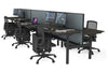Flexi Premium Height Adjustable 6 Person H-Bench Workstation - Black Frame [1200L x 700W] - Thumbnail 81 