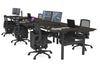 Flexi Premium Height Adjustable 6 Person H-Bench Workstation - Black Frame [1200L x 700W] - Thumbnail 66 