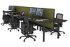 Flexi Premium Height Adjustable 6 Person H-Bench Workstation - Black Frame [1200L x 700W] - Thumbnail 77 