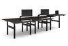 Flexi Premium Height Adjustable 6 Person H-Bench Workstation - Black Frame [1200L x 800W with Cable Scallop] - Thumbnail 7 