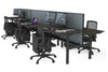 Flexi Premium Height Adjustable 6 Person H-Bench Workstation - Black Frame [1400L x 700W] - Thumbnail 57 