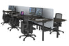 Flexi Premium Height Adjustable 6 Person H-Bench Workstation - Black Frame [1400L x 700W] - Thumbnail 79 