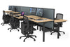 Flexi Premium Height Adjustable 6 Person H-Bench Workstation - Black Frame [1400L x 700W] - Thumbnail 29 